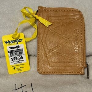 Wrangler Tan Leather Zip Card Holder